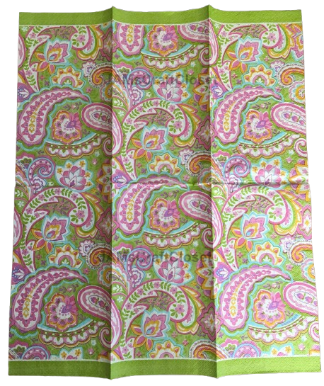 NAPKIN 31 LIME GREEN PINK PAISLEY Decoupage Craft Supplies Paper Crafts Card Making Journaling Mixed Medium Crafters Delight