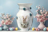 Glass VASE Decoupaged EASTER BUNNIES WITH BASKET AND EGGS Holiday Decor Wedding Decor Shelf Sitter Vase Shabby Chic Victorian BoHo Decor Gift Idea - JAMsCraftCloset