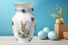 Glass VASE Decoupaged EASTER BUNNIES WITH BASKET AND EGGS Holiday Decor Wedding Decor Shelf Sitter Vase Shabby Chic Victorian BoHo Decor Gift Idea - JAMsCraftCloset