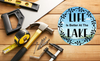 ROUND Digital Graphic Design LIFE IS BETTER AT THE LAKE Sublimation PNG SVG Lake House Sign Farmhouse Country Home Cabin Workshop Man Cave Wall Art Wreath Design Gift Crafters Delight HAPPY CRAFTING {{ JAMsCraftCloset }}