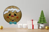 GINGERBREAD FACE Wall Art BOY Hand Painted 12 Inch Round Wood Bling and Glitter Kitchen Decor Holiday Christmas Decor Gift HAPPY SHOPPING {{ JAMsCraftCloset }}