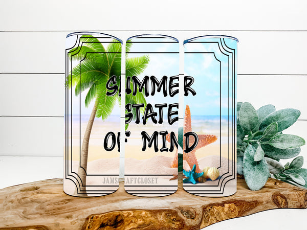 TUMBLER Full Wrap Sublimation Digital Graphic Design Download SUMMER STATE OF MIND SVG-PNG Kitchen Patio Porch Decor Gift Picnic Crafters Delight {{ JAMsCraftCloset }}