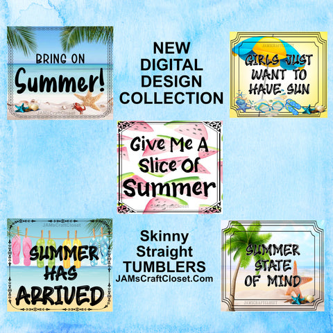 BUNDLE TUMBLER Full Wrap SUMMER Sayings Quotes Graphic Design Downloads SVG PNG JPEG Files Sublimation Vintage Design Crafters Delight - DIGITAL GRAPHIC DESIGNS - JAMsCraftCloset