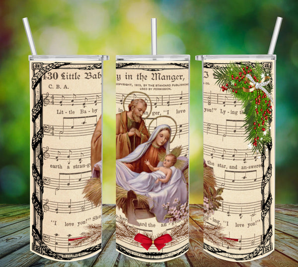 TUMBLER Full Wrap Sublimation Digital Graphic Design Download BABY IN THE MANGER SVG-PNG Faith Christmas Holiday Decor Gift Crafters Delight {{ JAMsCraftCloset }}