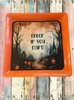 TRAY Orange Plastic Square Decoupaged Hand Painted Upcycled Repurposed Wall Art ENTER IF YOU DARE Home Decor Halloween Decor Wall Art Gift - JAMsCraftCloset