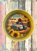 Cake Pan Round Yellow LOVIN THE FARM LIFE Country Farmhouse Wall Art Handmade Hand Painted Repurposed Upcycled Wedding Gift Idea - JAMsCraftCloset