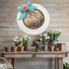 PLATE CHARGER CREAM With Brown Border PLASTIC ROUND DECOUPAGED Upcycled Repurposed Wall Art or Shelf Sitter WHERE FLOWERS BLOOM SO DOES HOPE Home Decor Gift WEDDING - JAMsCraftCloset