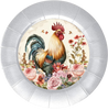 ROUND Digital Graphic Design ROOSTER WITH PINK ROSES Sublimation PNG SVG Lake House Sign Farmhouse Country Home Cabin KITCHEN Wall Art Decor Wreath Design Gift Crafters Delight HAPPY CRAFTING {{ JAMsCraftCloset }}