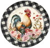 ROUND Digital Graphic Design ROOSTER WITH PINK ROSES Sublimation PNG SVG Lake House Sign Farmhouse Country Home Cabin KITCHEN Wall Art Decor Wreath Design Gift Crafters Delight HAPPY CRAFTING {{ JAMsCraftCloset }}