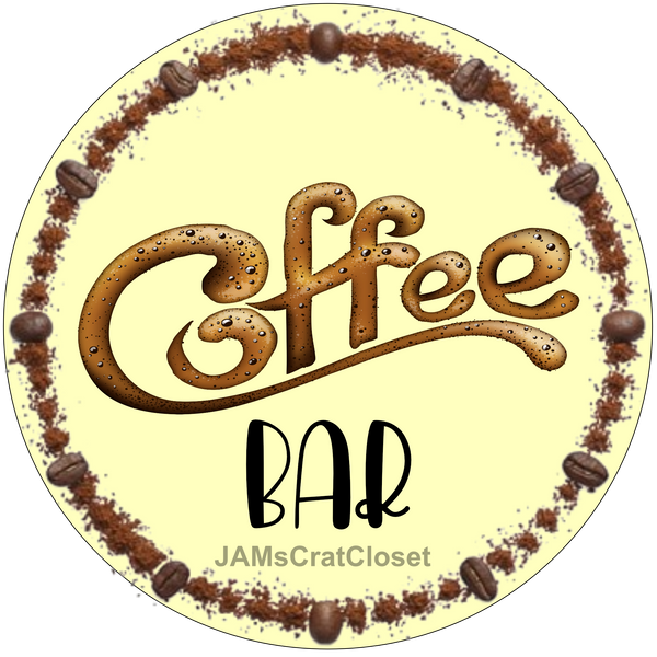 ROUND Digital Graphic Design COFFEE BAR Sublimation PNG SVG Lake House Sign Farmhouse Country Home Cabin KITCHEN Wall Art Decor Wreath Design Gift Crafters Delight HAPPY CRAFTING {{ JAMsCraftCloset }}