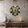 PLATE CHARGER BLACK AND WHITE PLAID PLASTIC ROUND DECOUPAGED Upcycled Repurposed Wall Art or Shelf Sitter WELCOME TO THE COOP Kitchen Decor Home Decor Wall Art Gift WEDDING - JAMsCraftCloset