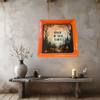 TRAY Orange Plastic Square Decoupaged Hand Painted Upcycled Repurposed Wall Art ENTER IF YOU DARE Home Decor Halloween Decor Wall Art Gift - JAMsCraftCloset