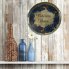 TRAY GREEN METAL ROUND Decoupaged Hand Painted Upcycled Repurposed Wall Art WELCOME HOME Home Decor LOVE Wall Art Gift - JAMsCraftCloset