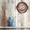 TRAY SILVER METAL With GOLD Handles Mid-Century Modern ROUND Decoupaged Hand Painted Upcycled Repurposed Wall Art or Shelf Sitter WITH YOU I AM HOME Home Decor Gift - JAMsCraftCloset