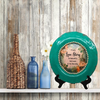 PLATE CHARGER TEAL AQUA PLASTIC ROUND DECOUPAGED Upcycled Repurposed Wall Art EVERY LOVE STORY IS BEAUTIFUL Home Decor Wall Art Gift WEDDING - JAMsCraftCloset