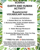 Science EARTH AND HUMAN ACTIVITY Teacher Resource Supplemental Vocabulary Activities-Air and Atmosphere-Carbon Cycle-Climate-Earth Systems-Energy-Fossil Fuels-Global Warming-Environment-Natural Resources-FREE Activities Included {{ JAMsCraftCloset }}