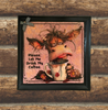 Wood Wall Art Plaque LET ME DRINK MY COFFEE Square Decoupaged Kitchen Home Decor Gift Idea Positive Saying - JAMsCraftCloset