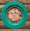 PLATE CHARGER TEAL AQUA PLASTIC ROUND DECOUPAGED Upcycled Repurposed Wall Art EVERY LOVE STORY IS BEAUTIFUL Home Decor Wall Art Gift WEDDING - JAMsCraftCloset