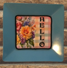 TRAY Pale Blue Plastic Square Decoupaged Hand Painted Upcycled Repurposed Wall Art SPRING FLORAL - HELLO Home Decor Wall Art Gift - JAMsCraftCloset
