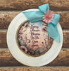 PLATE CHARGER CREAM With Brown Border PLASTIC ROUND DECOUPAGED Upcycled Repurposed Wall Art or Shelf Sitter EVERY FLOWER BLOOMS IN ITS OWN TIME Home Decor Gift WEDDING - JAMsCraftCloset