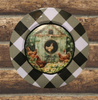PLATE CHARGER BLACK AND WHITE PLAID PLASTIC ROUND DECOUPAGED Upcycled Repurposed Wall Art or Shelf Sitter WELCOME TO THE COOP Kitchen Decor Home Decor Wall Art Gift WEDDING - JAMsCraftCloset
