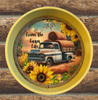Cake Pan Round Yellow LOVIN THE FARM LIFE Country Farmhouse Wall Art Handmade Hand Painted Repurposed Upcycled Wedding Gift Idea - JAMsCraftCloset