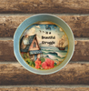 Cake Pan Round Blue LIFE IS A BEAUTIFUL STRUGGLE Beach or Lake House Decor Beach Scene Wall Art Handmade Hand Painted Repurposed Upcycled Wedding Gift Idea - JAMsCraftCloset