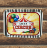 TRAY WHITE  GRAY STRIPED Plastic Rectangle Decoupaged Upcycled Repurposed Circus Theme LIFE IS A CIRCUS Wall Art Shelf Sitter Decor Wall Art Gift - JAMsCraftCloset