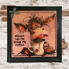 Wood Wall Art Plaque LET ME DRINK MY COFFEE Square Decoupaged Kitchen Home Decor Gift Idea Positive Saying - JAMsCraftCloset