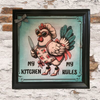 Wood Wall Art Plaque MY KITCHEN MY RULES Hen With Knife Square Decoupaged Kitchen Home Decor Gift Idea Positive Saying - JAMsCraftCloset