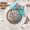 PLATE CHARGER CREAM With Brown Border PLASTIC ROUND DECOUPAGED Upcycled Repurposed Wall Art or Shelf Sitter LIFE IS LIKE A FLOWER Home Decor Gift WEDDING - JAMsCraftCloset