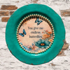 PLATE CHARGER TEAL AQUA PLASTIC ROUND DECOUPAGED Upcycled Repurposed Wall Art or Shelf Sitter YOU GIVE ME ENDLESS BUTTERFLIES Home Decor Wall Art Gift WEDDING - JAMsCraftCloset