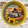 Cake Pan Round Yellow LOVIN THE FARM LIFE Country Farmhouse Wall Art Handmade Hand Painted Repurposed Upcycled Wedding Gift Idea - JAMsCraftCloset