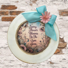 PLATE CHARGER CREAM With Brown Border PLASTIC ROUND DECOUPAGED Upcycled Repurposed Wall Art or Shelf Sitter EVERY FLOWER BLOOMS IN ITS OWN TIME Home Decor Gift WEDDING - JAMsCraftCloset