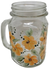 Mugs Mason Jar Drinking Jar Hand Painted Floral Aqua Yellow Purple Pink Blue Golden Harvest Unique Gift Idea {{ JAMsCraftCloset }}
