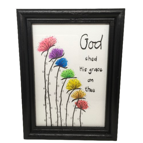 Pen and Ink Watercolor Framed Wall Art GOD SHED HIS GRACE ON THEE Home Bedroom Bath Nursery Decor FAITH Gift Idea Handmade - JAMsCraftCloset