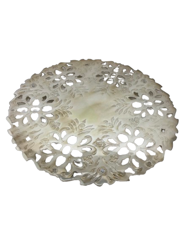 Trivet Vintage Round Silverplated No. 275 Made in Italy Wall Art Gift Idea Floral Design {{ JAMsCraftCloset }}
