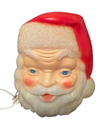 Vintage Plastic BLOW MOLD SANTA FACE Holiday Christmas Decor Gift Idea Vintage 1968 Santa Face Head Empire Christmas 17 Inches Tall {{ JAMsCraftCloset }}