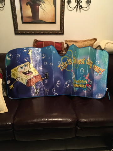 SpongeBob Auto Sun Shade for Car Windshield - This Is The Best Day Ever- Vintage- Never Used - Gift Idea - Collectible {{ JAMsCraftCloset }}