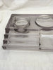 Antique Glass Double Inkwell Desk Organizer With Fountain Pen Holder Circa 1912s Clear Molded Glass Collectible Unique Rare {{ JAMsCraftCloset }}