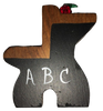 School Desk Wooden Hand Painted Homemade Shelf Sitter Teacher Gift ABC Apple Desk Accessory {{ JAMsCraftCloset }}