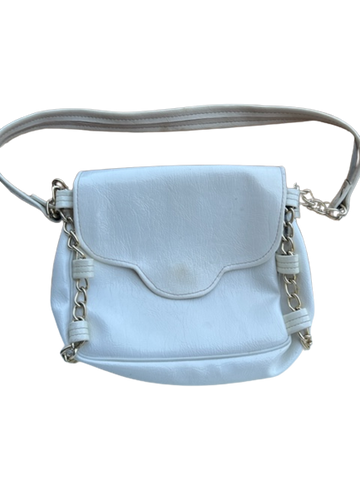 Purse WHITE Shoulder Strap Flap Over Type/Style Vintage (1960s to 1970s) With Chains for Decoration {{ JAMsCraftCloset }}