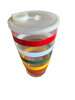 RARE Vintage Large Libby's Rainbow Striped Glass With Plastic Lid Bar Mixer Retro 28 Oz Collectible {{ JAMsCraftCloset }}