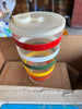 RARE Vintage Large Libby's Rainbow Striped Glass With Plastic Lid Bar Mixer Retro 28 Oz Collectible {{ JAMsCraftCloset }}
