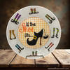 Round Glass Plate Reverse Decoupaged Halloween Holiday IF THE SHOE FITS Farmhouse Country Shelf Sitter Handmade Gift Idea  - JAMsCraftCloset