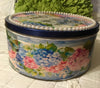 Tin Decoupaged Round Storage Tin Country Scenes BLOOM WITH GRACE Country Farmhouse HOME Decor Handmade Gift Repurposed Upcycled - JAMsCraftCloset