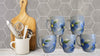 Mugs Coffee Tea Hand Painted Blue Mugs Blue Floral Accents Set of 4 BUY 4 Get 1 FREE {{ JAMsCraftCloset }}