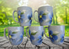Mugs Coffee Tea Hand Painted Blue Mugs Blue Floral Accents Set of 4 BUY 4 Get 1 FREE {{ JAMsCraftCloset }}