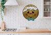GINGERBREAD FACE Wall Art BOY Hand Painted 12 Inch Round Wood Bling and Glitter Kitchen Decor Holiday Christmas Decor Gift HAPPY SHOPPING {{ JAMsCraftCloset }}