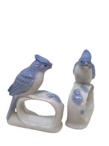Vintage BLUEBIRD PORCELAIN NAPKIN RINGS - Used/Preowned - 1960s or before - Retro Style - Collectible - Home Decor - Kitchen Decor - Gift for the Vintage Collector - JAMsCraftCloset
